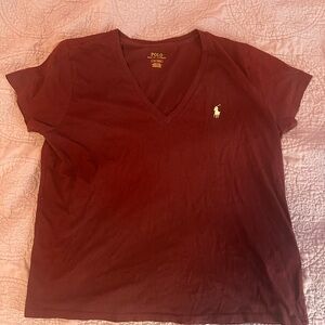 Polo by Ralph Lauren Women's V-Neck T-Shirt - Maroon